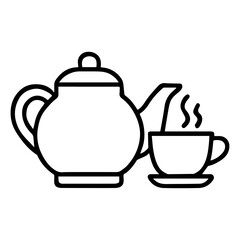 Line icon teapot and cup vector on white background
Vector line icon on white background
