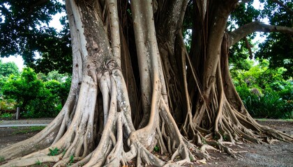 Ancient tree roots spread wide