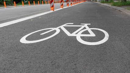 Bicycle Symbol On A Bike Lane In Berlin, Germany. 