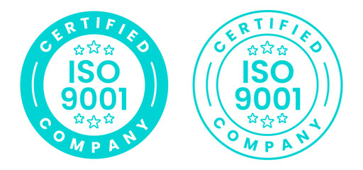 ISO 9001 Certified Company Stamp Badge Seal Label Quality Assurance Compliance Mark for Quality Management Standard Certification Vector Illustration with Transparent Background