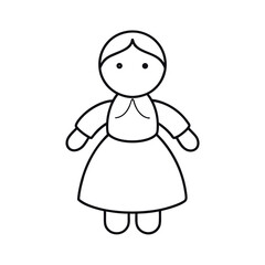 Outline Classic Cloth Rag Doll White Background