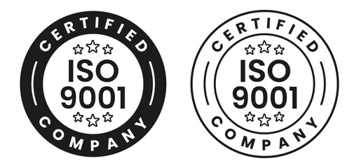 ISO 9001 Certified Company Stamp Badge Seal Label Quality Assurance Compliance Mark for Quality Management Standard Certification Vector Illustration with Transparent Background