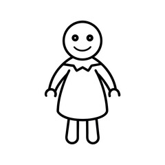 Outline Halloween Doll On White Background