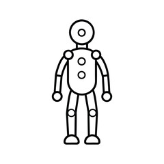 Outline Mechanical Action Dolls On White Background