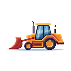 Fototapeta premium Cartoon Yellow Front End Loader with Bucket Up Illustration for Kids Construction Projects