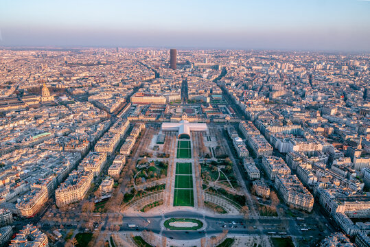 Aereal view of Paris, France, from the Eiffel Tower