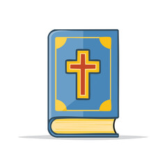 Obraz premium Closed Holy Bible with Cross, Blue Cover, Christian Religious Book