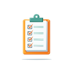 Cartoon Clipboard with Checkmarks: Task Completion, Check List, Survey, To Do List