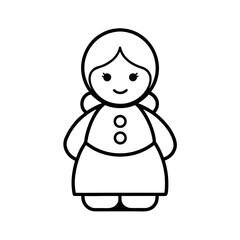 Outline Traditional Dolls On White Background