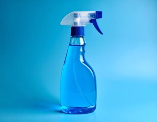 Blue spray bottle of cleaning solution