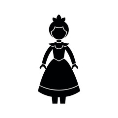 Royal Porcelain Doll Black Silhouette Vector