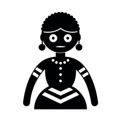 African Tribal Doll Black Silhouette Vector