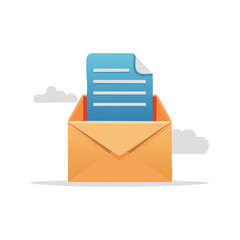 Document in Open Envelope Delivery Notification Mail Communication Vector Design