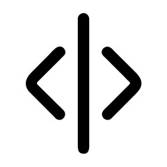 Fototapeta premium Vector art of black angle brackets and vertical line symbol isolated on white background