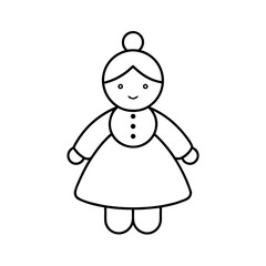 Outline Christmas Doll On White Background