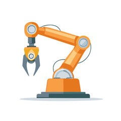 Robotic Arm with Claws Industrial Automation Process Orange Arm Machine Industry Flat Design Manufacturing Mechanical Engineer Equipment
