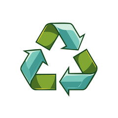 Obraz premium Recycling Cartoon Style Symbol with Arrows in Green and Blue Shades Promoting Sustainability