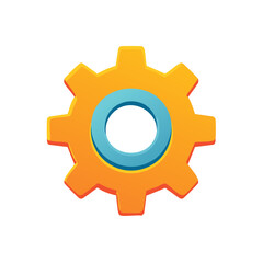 Modern Cog Wheel Icon Illustration in Orange and Blue for Settings and Mechanical Concepts