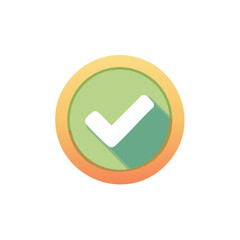 Checkmark Icon in Green Circle with Shadow Graphic Symbol Confirmation Success