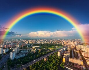 rainbow over the city
