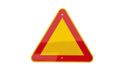 Isolated Yellow Traffic Warning Sign
