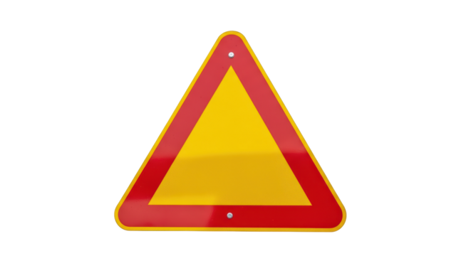 Isolated Yellow Traffic Warning Sign