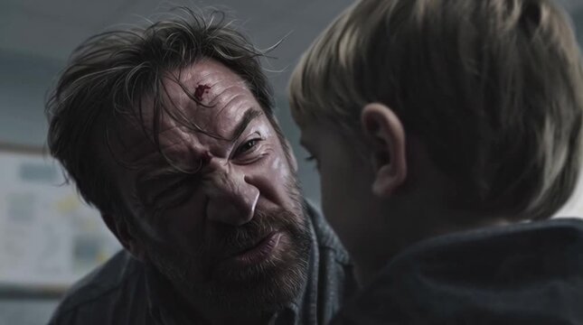 Father Scolding Son for Bad Behavior in Tense Home Scene: Ideal for Commercial Use in Parenting Workshop Ads, Family Counseling Videos
