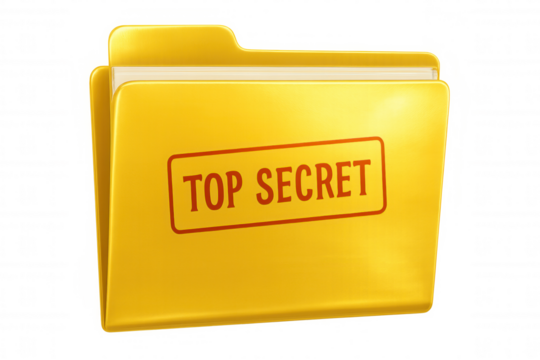 Golden manila folder protecting classified papers, symbolizing secure information storage against potential data breaches