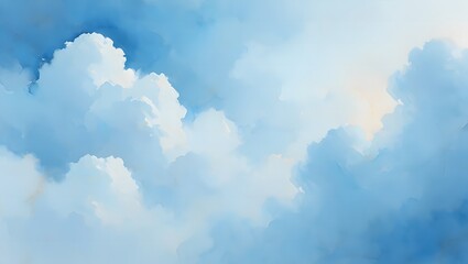 Fototapeta premium Soft Blue Sky with Puffy White Clouds image photo