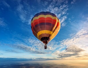 Obraz premium vibrant hot air balloon soaring through a sky of dreamy clouds