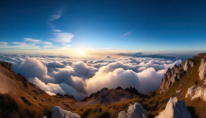 cloudscape dreamscape an ethereal and mesmerizing view of a vast fluffy cloudscape stretching endlessly bathed in the warm embrace of the sunlight experience the sense of serenity and wonder