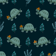 Trendy seamless pattern with turtle. Vector illustration for textile print , background, wallpaper, decorative paper and other design.