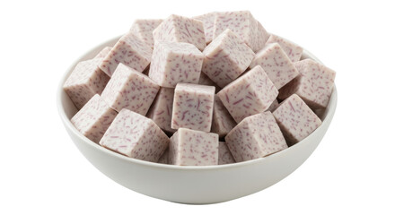 Isolated Bowl of Diced Taro Root