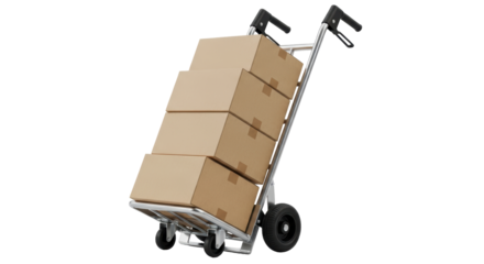 Isolated Hand Truck with Cardboard Boxes