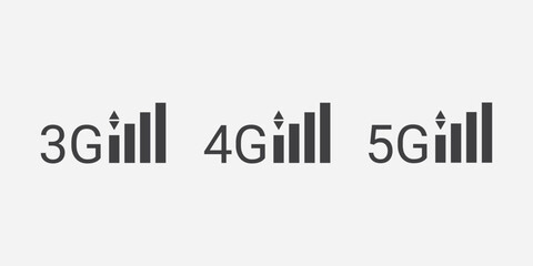 3G 4G 5G Logo Icons – Minimalist Technology Network Vector Set