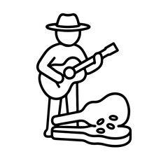 Line icon street musician with coin case vector on white background
Vector line icon on white background