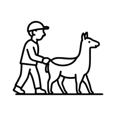 Line icon walk with a llama vector on white background
Vector line icon on white background