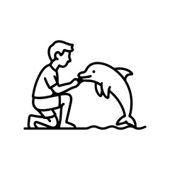 Line icon dolphin game vector on white background
Vector line icon on white background