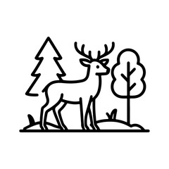 Line icon deer in the forest vector on white background
Vector line icon on white background