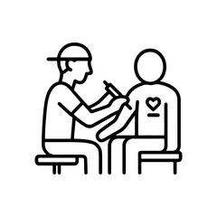 Line icon tattoo artist at work vector on white background
Vector line icon on white background