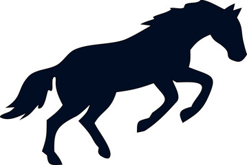 Black horse jumping silhouette vector with flowing mane, perfect for farm animal, western, and equestrian-themed designs.