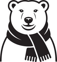 Polar bear wearing scarf silhouette vector illustration design