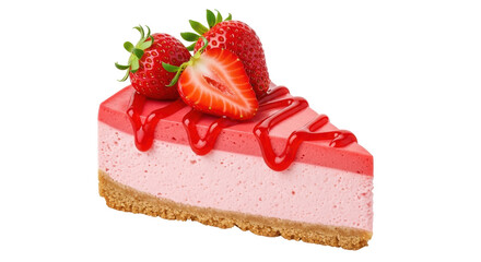 Isolated Strawberry Cheesecake Slice