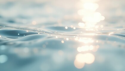 Softly rippling liquid surface, illuminated by bright ethereal light, showcases calming and serene waves under a gentle, blurred glow