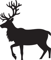 Reindeer standing in snow silhouette vector illustration design