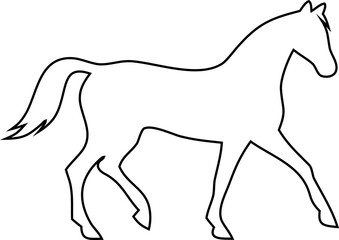 Horse outline vector icon ideal for cowboy themes, ranch projects, and farm animal artwork.