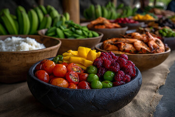 nauruan cuisine, nauruan traditional angam day feast features tropical fruits and seafood on the menu