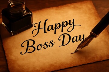 Happy Boss Day Elegant Cursive Script Typography Design