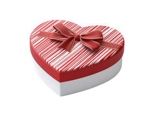 PNG of A charming heart-shaped gift box in red and white with a decorative ribbon, perfect for romantic occasions.
