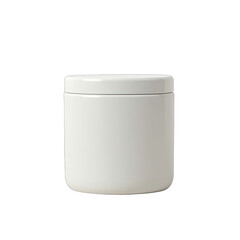 Blank white cylindrical container with lid.